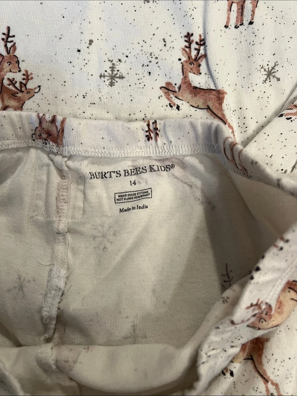 Burt's Bees Baby Cream Reindeer Long-Sleeve Pajama Set